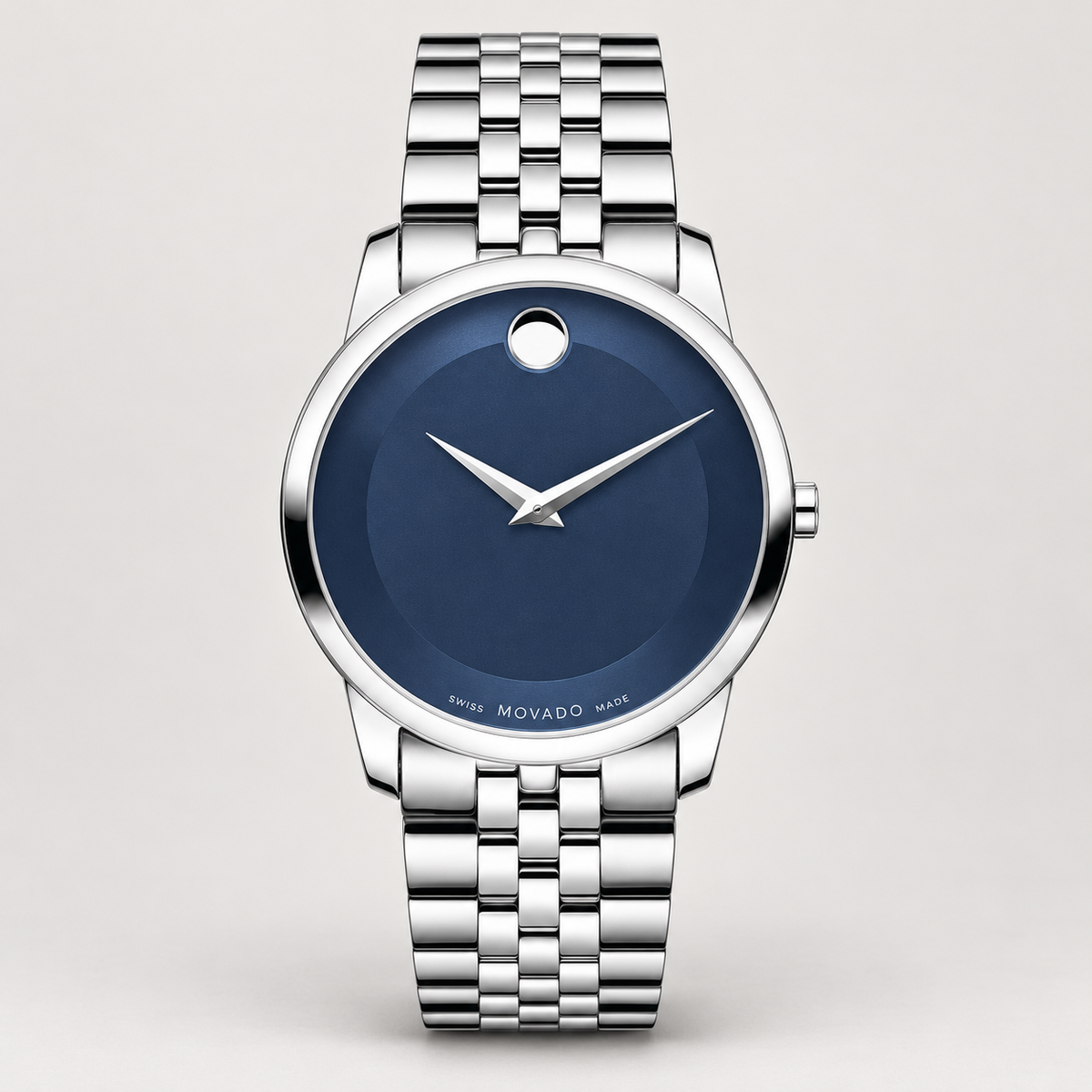 Movado Museum 40mm Metallic Blue Dial Men's Watch 0606982 — front