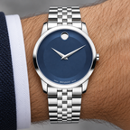Movado Museum 40mm Metallic Blue Dial Men's Watch 0606982 — dial detail