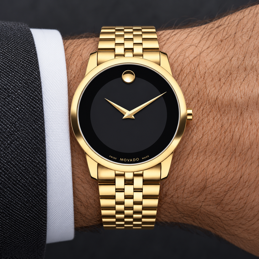 Movado Museum Classic 40mm Black Dial Men's Watch 0606997 — wrist