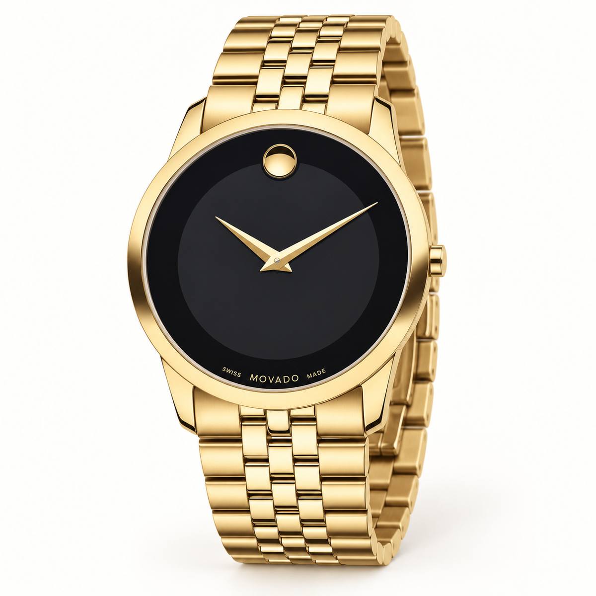 Movado Museum Classic 40mm Black Dial Men's Watch 0606997 — three quarter