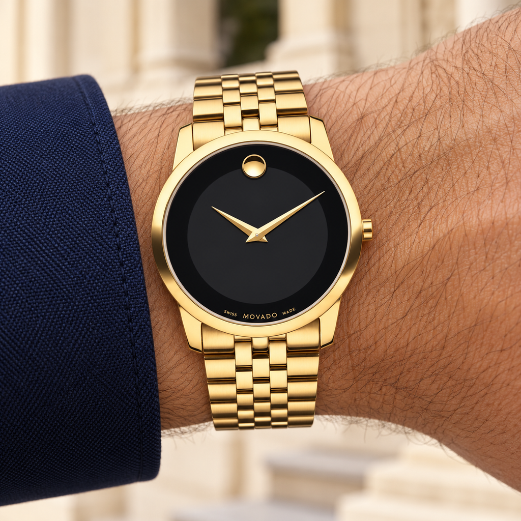 Movado Museum Classic 40mm Black Dial Men's Watch 0606997 — wrist alternate