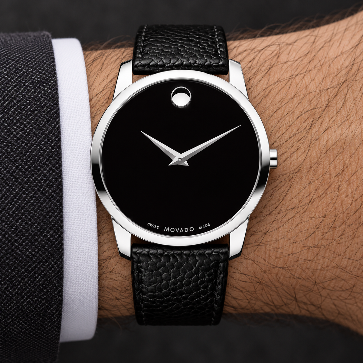Movado Museum Classic 40mm Black Dial Men's Watch 0607012 — wrist