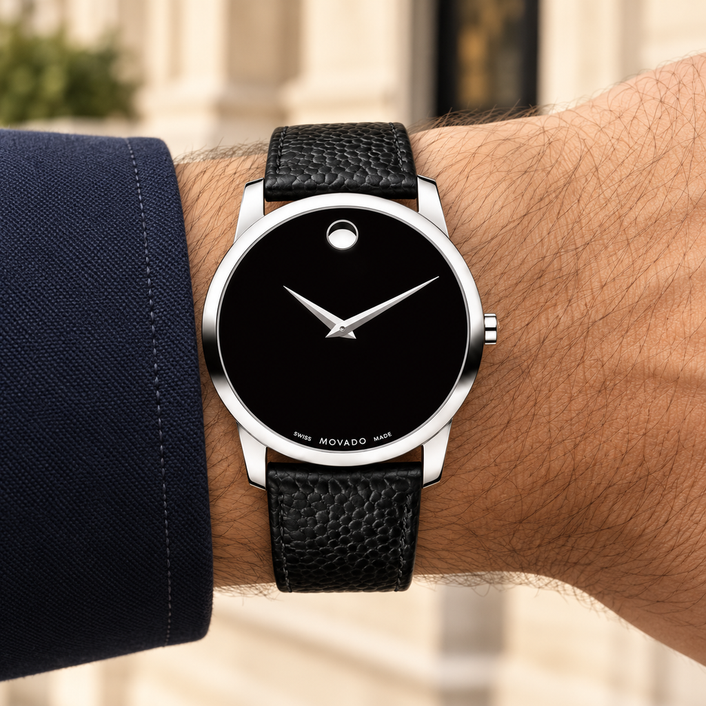 Movado Museum Classic 40mm Black Dial Men's Watch 0607012 — wrist alternate