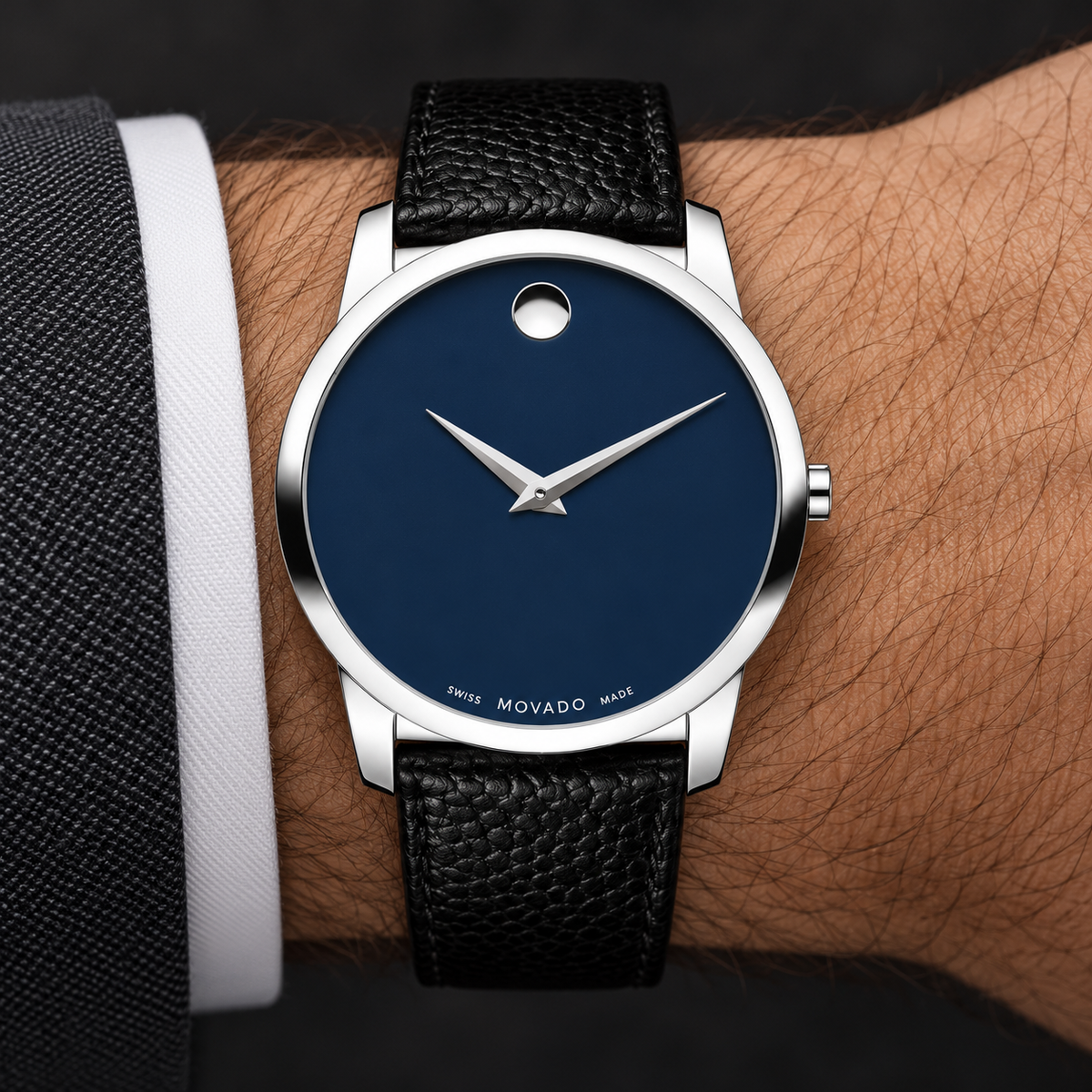Movado Museum Classic 40mm Blue Dial Men's Watch 0607013 — wrist