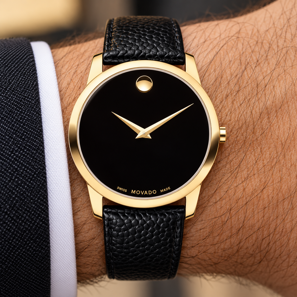 Movado Museum 40mm Black Dial Men's Watch 0607014 — dial detail