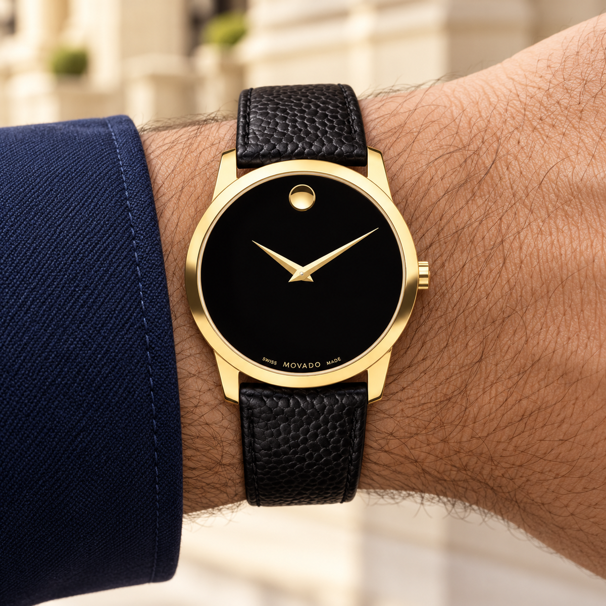 Movado Museum 40mm Black Dial Men's Watch 0607014 — wrist alternate
