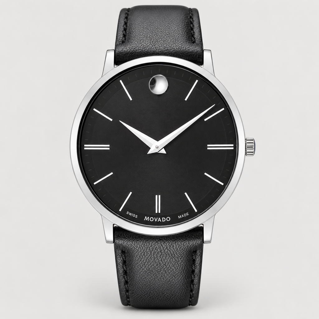 Movado Ultra Slim 40mm Black Dial Men's Watch 0607086 — front