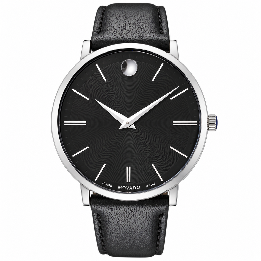 Movado Ultra Slim 40mm Black Dial Men's Watch 0607086 — dial detail