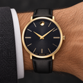 Movado Ultra Slim 40mm Black Dial Men's Watch 0607087 — wrist
