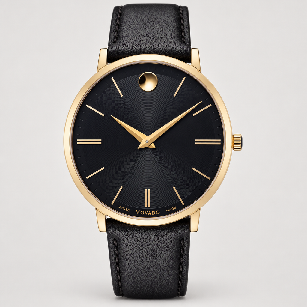 Movado Ultra Slim 40mm Black Dial Men's Watch 0607087 — front