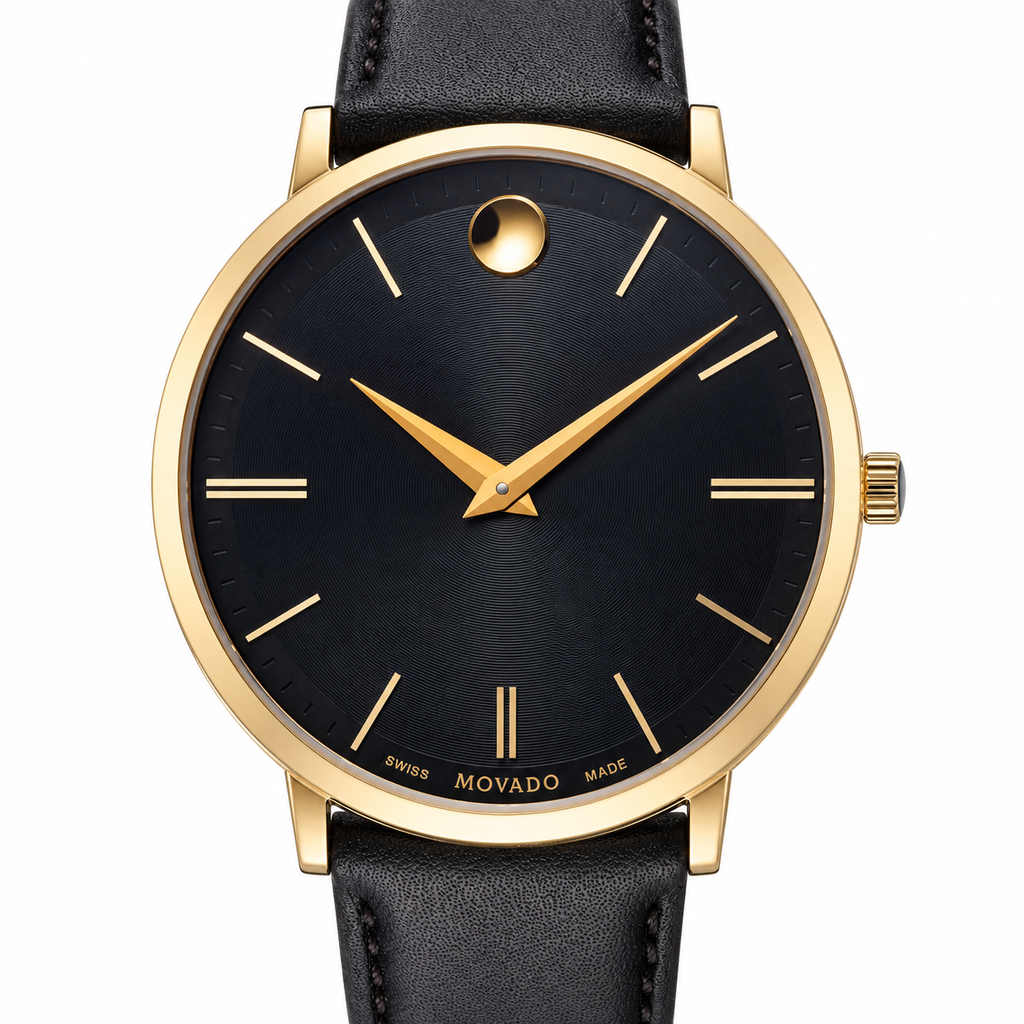Movado Ultra Slim 40mm Black Dial Men's Watch 0607087 — dial detail
