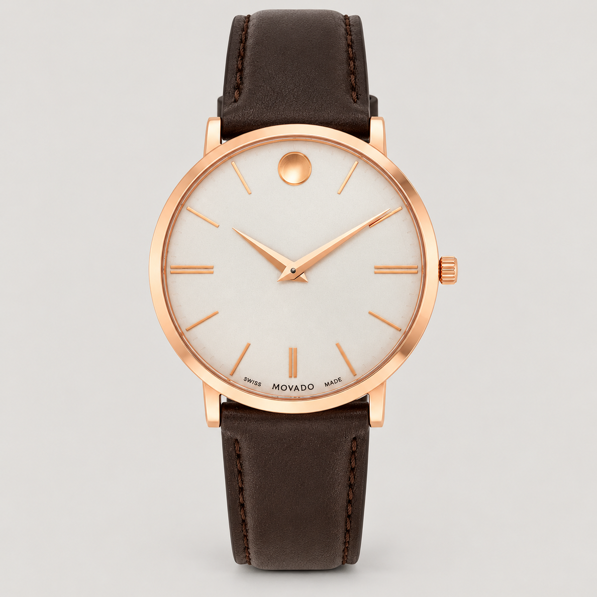 Movado Ultra Slim 40mm Silver Dial Men's Watch 0607089 — front