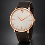 Movado Ultra Slim 40mm Silver Dial Men's Watch 0607089 — three quarter