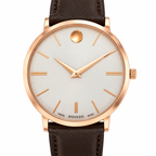 Movado Ultra Slim 40mm Silver Dial Men's Watch 0607089 — dial detail