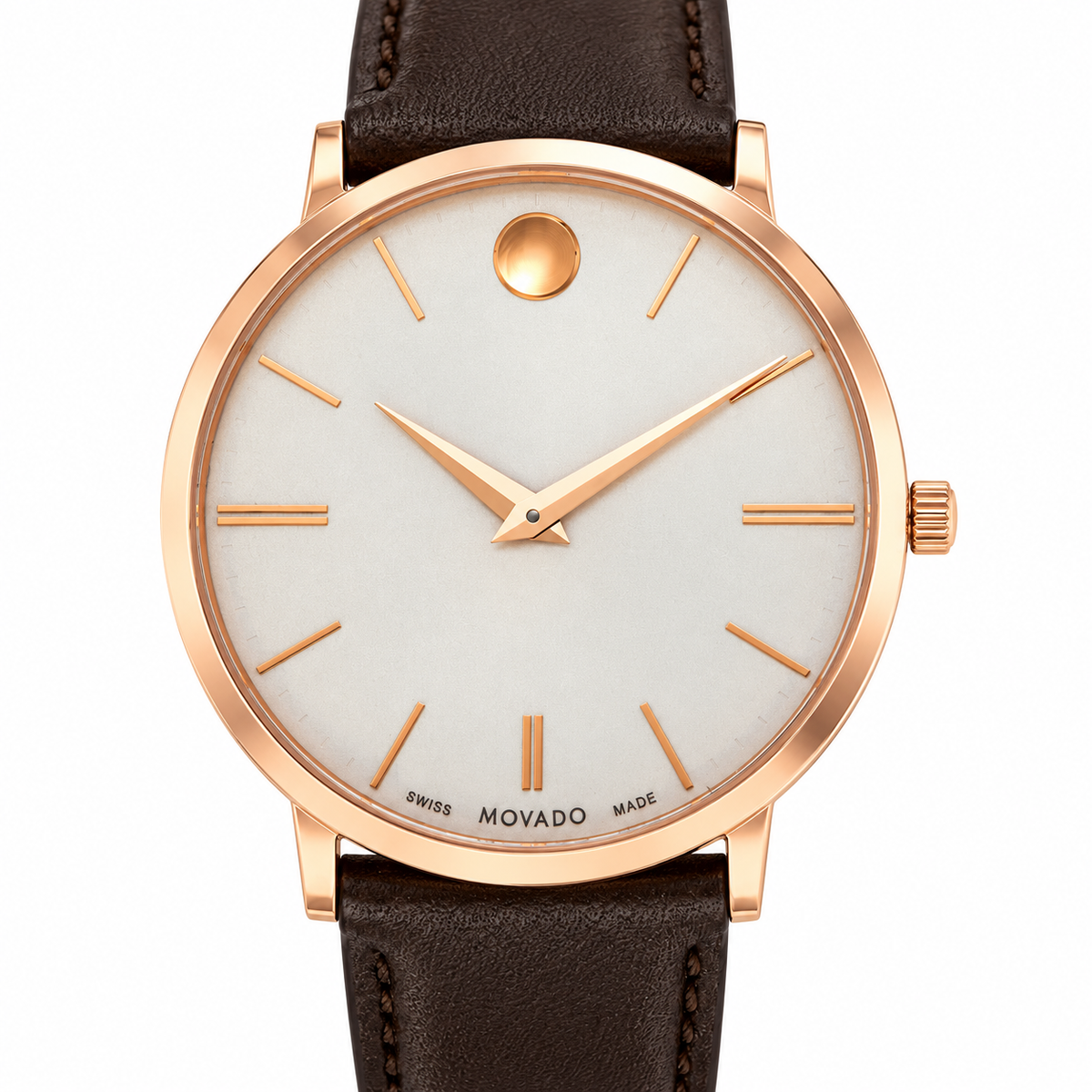 Movado Ultra Slim 40mm Silver Dial Men's Watch 0607089 — dial detail