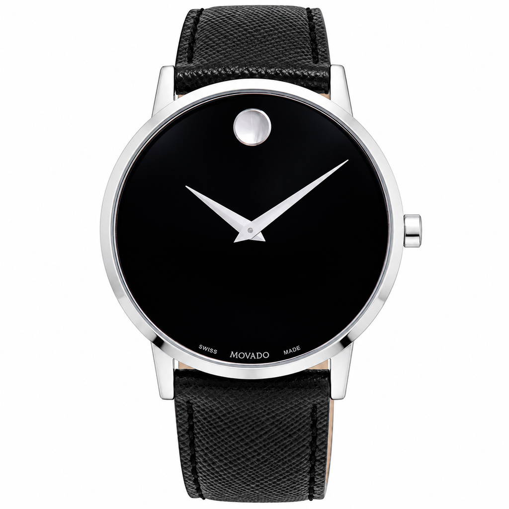 Movado Museum Classic 40mm Black Dial Men's Watch 0607194 — dial detail