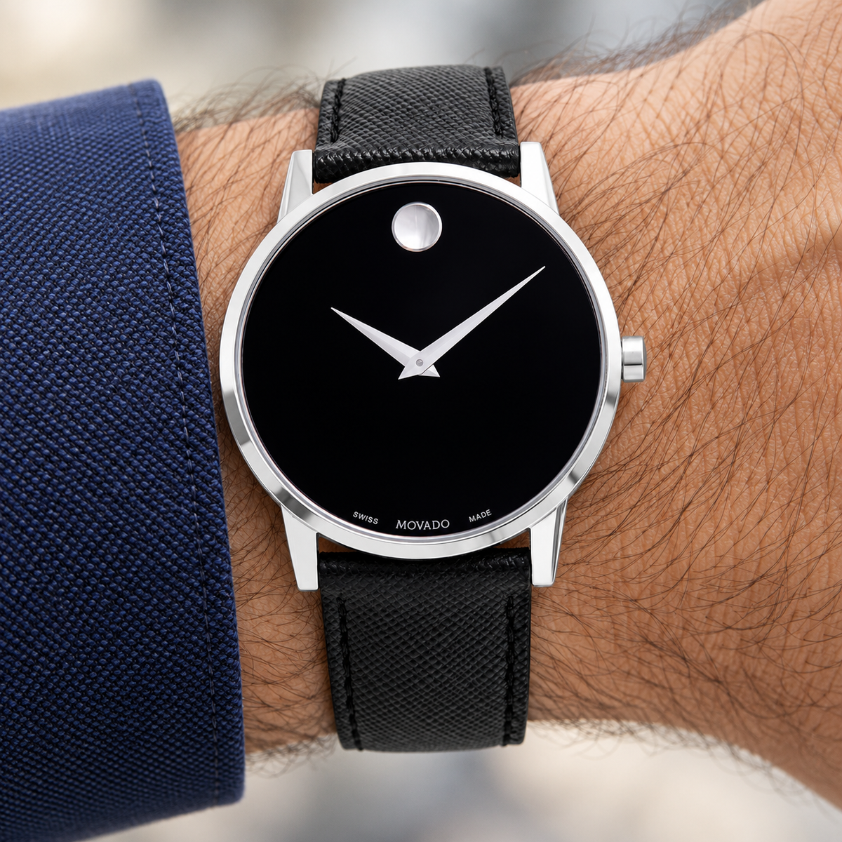 Movado Museum Classic 40mm Black Dial Men's Watch 0607194 — wrist alternate