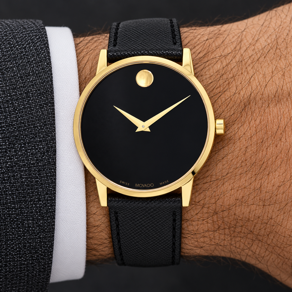 Movado Museum 40mm Black Dial Men's Watch 0607195 — wrist