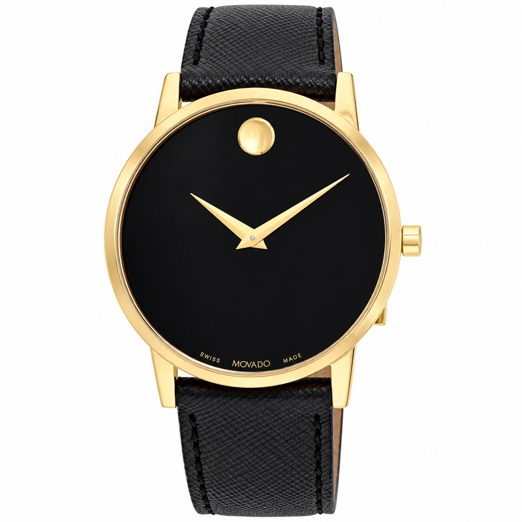 Movado Museum 40mm Black Dial Men's Watch 0607195 — dial detail