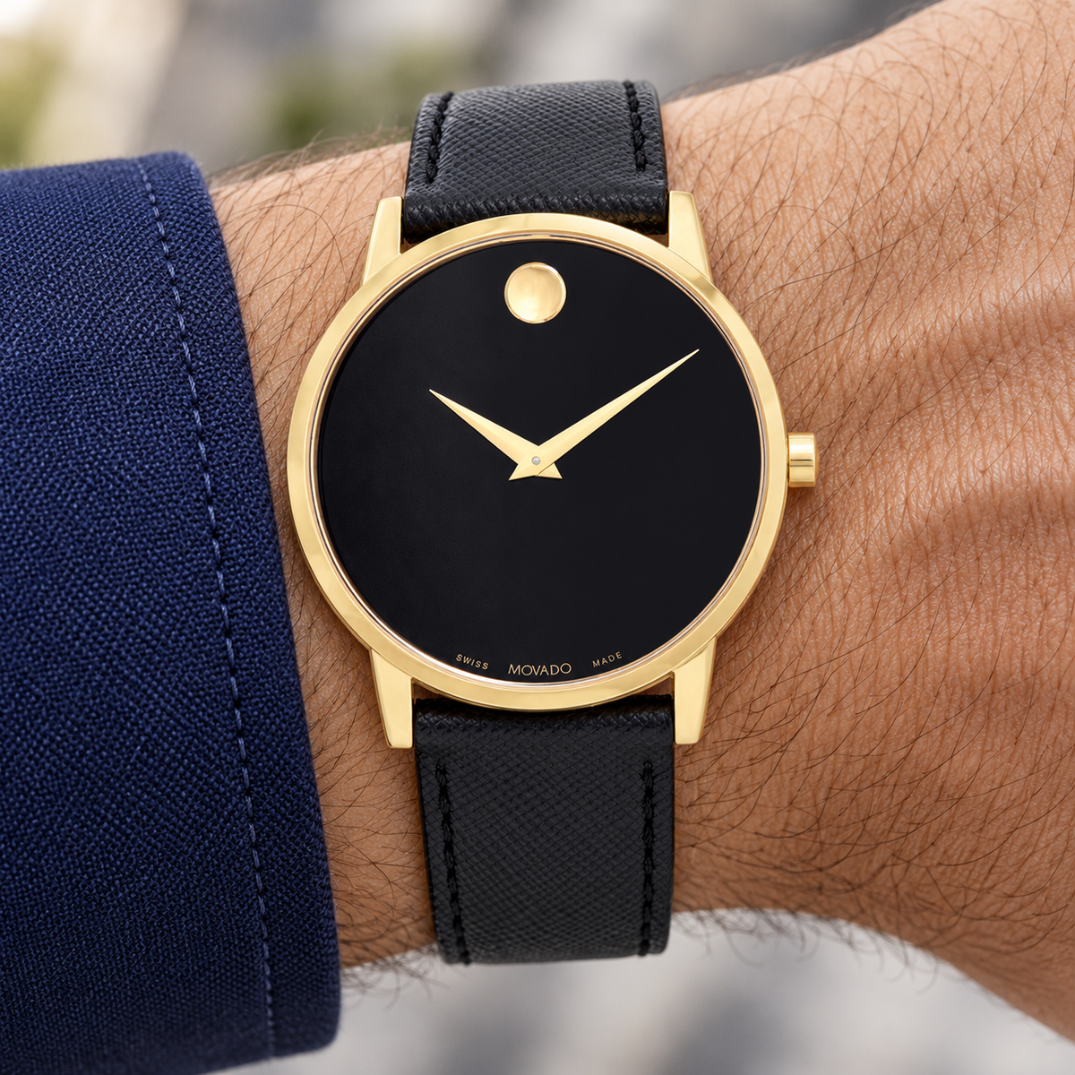 Movado Museum 40mm Black Dial Men's Watch 0607195 — wrist alternate