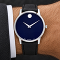 Movado Museum Classic 40mm Blue Dial Men's Watch 0607197 — wrist