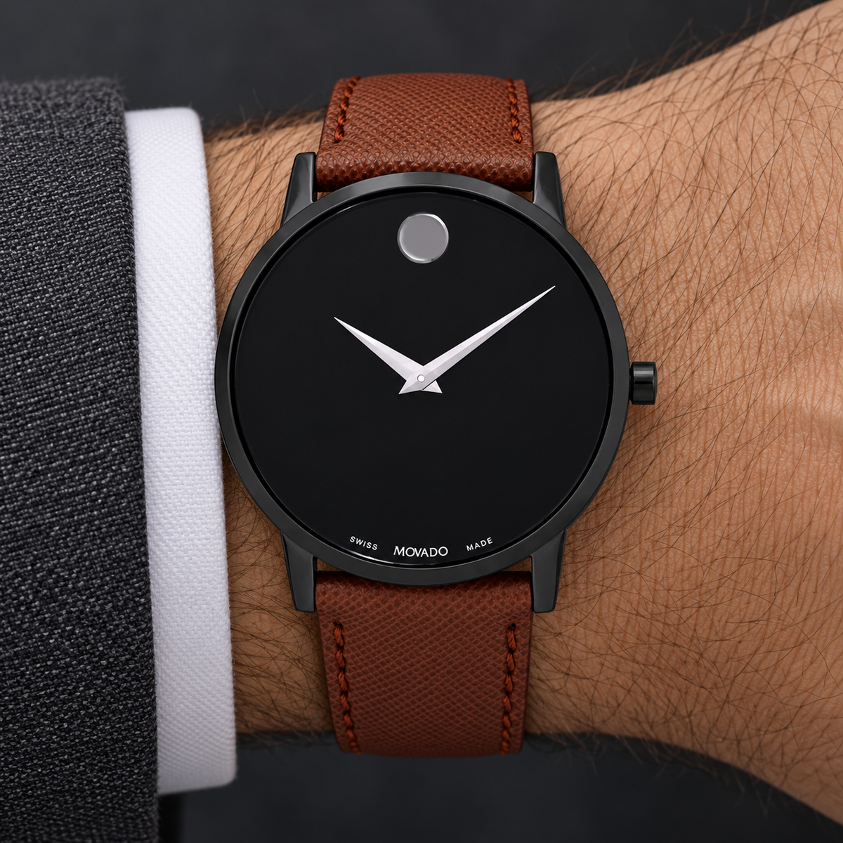 Movado Museum Classic 40mm Black Dial Men's Watch 0607198 — wrist