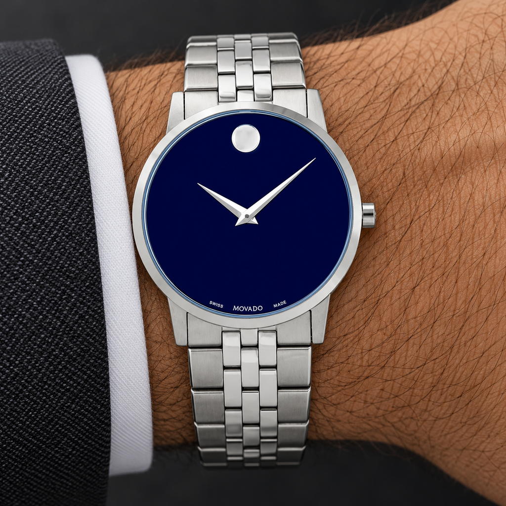 Movado Museum Classic 40mm Blue Dial Men's Watch 0607212 — wrist