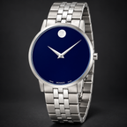 Movado Museum Classic 40mm Blue Dial Men's Watch 0607212 — three quarter