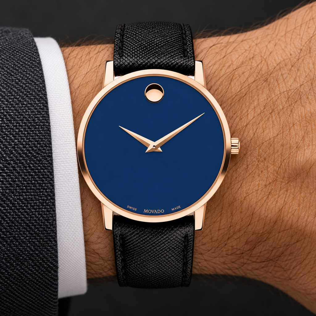Movado Museum Classic 40mm Blue Dial Men's Watch 0607266 — wrist