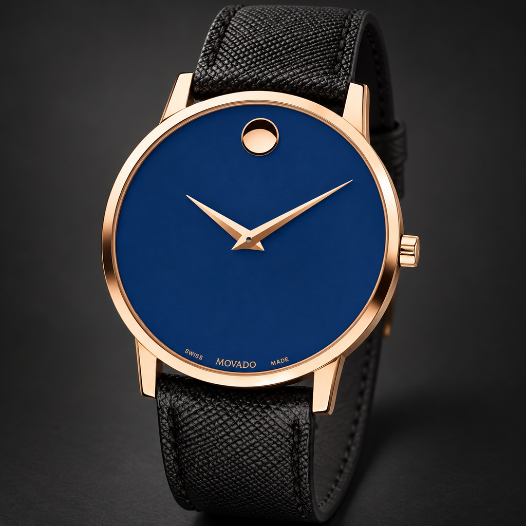 Movado Museum Classic 40mm Blue Dial Men's Watch 0607266 — three quarter