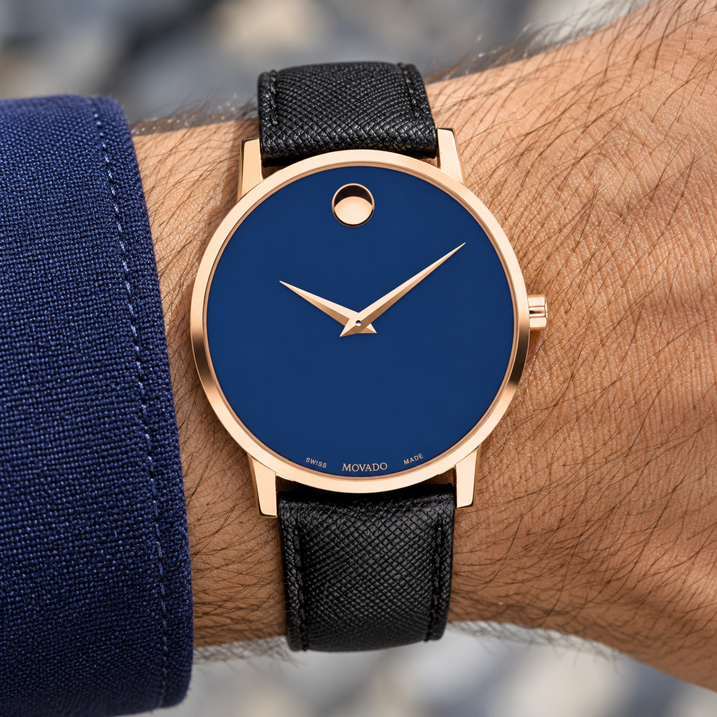 Movado Museum Classic 40mm Blue Dial Men's Watch 0607266 — wrist alternate