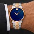 Movado Museum Classic 40mm Blue Dial Men's Watch 0607267 — wrist