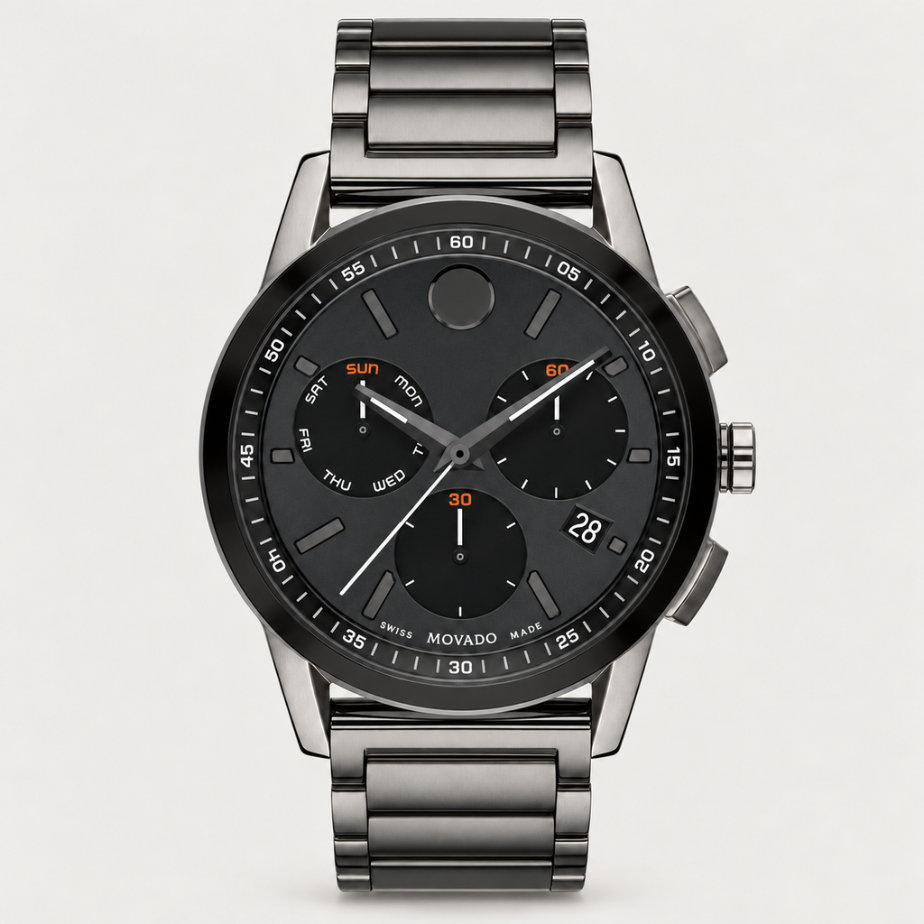 Movado Museum Sport Chronograph 43mm Black Dial Men's Watch 0607558 — front