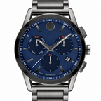 Movado Museum Sport Chronograph 43mm Blue Dial Men's Watch 0607624 — dial detail
