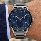 Movado Museum Sport Chronograph 43mm Blue Dial Men's Watch 0607624 — wrist alternate