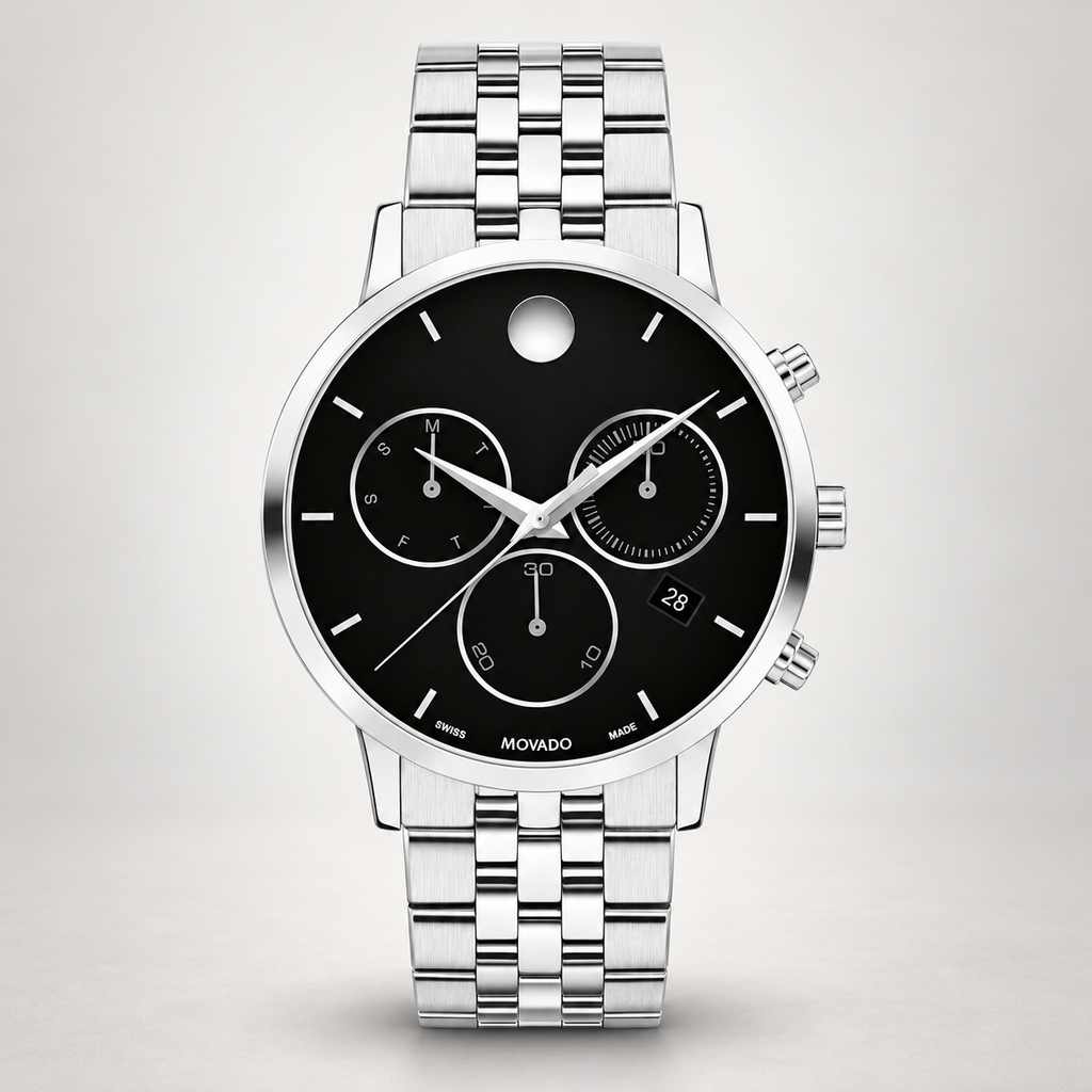 Movado Museum Classic Chronograph 42mm Black Dial Men's Watch 0607776 — front
