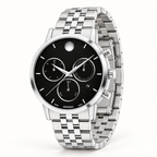 Movado Museum Classic Chronograph 42mm Black Dial Men's Watch 0607776 — three quarter