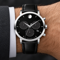 Movado Museum Classic Chronograph 42mm Black Dial Men's Watch 0607778 — wrist