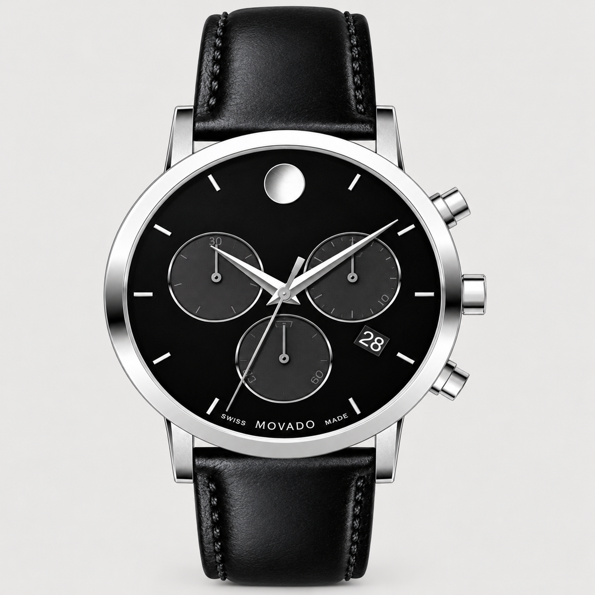 Movado Museum Classic Chronograph 42mm Black Dial Men's Watch 0607778 — front