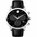 Movado Museum Classic Chronograph 42mm Black Dial Men's Watch 0607778 — dial detail
