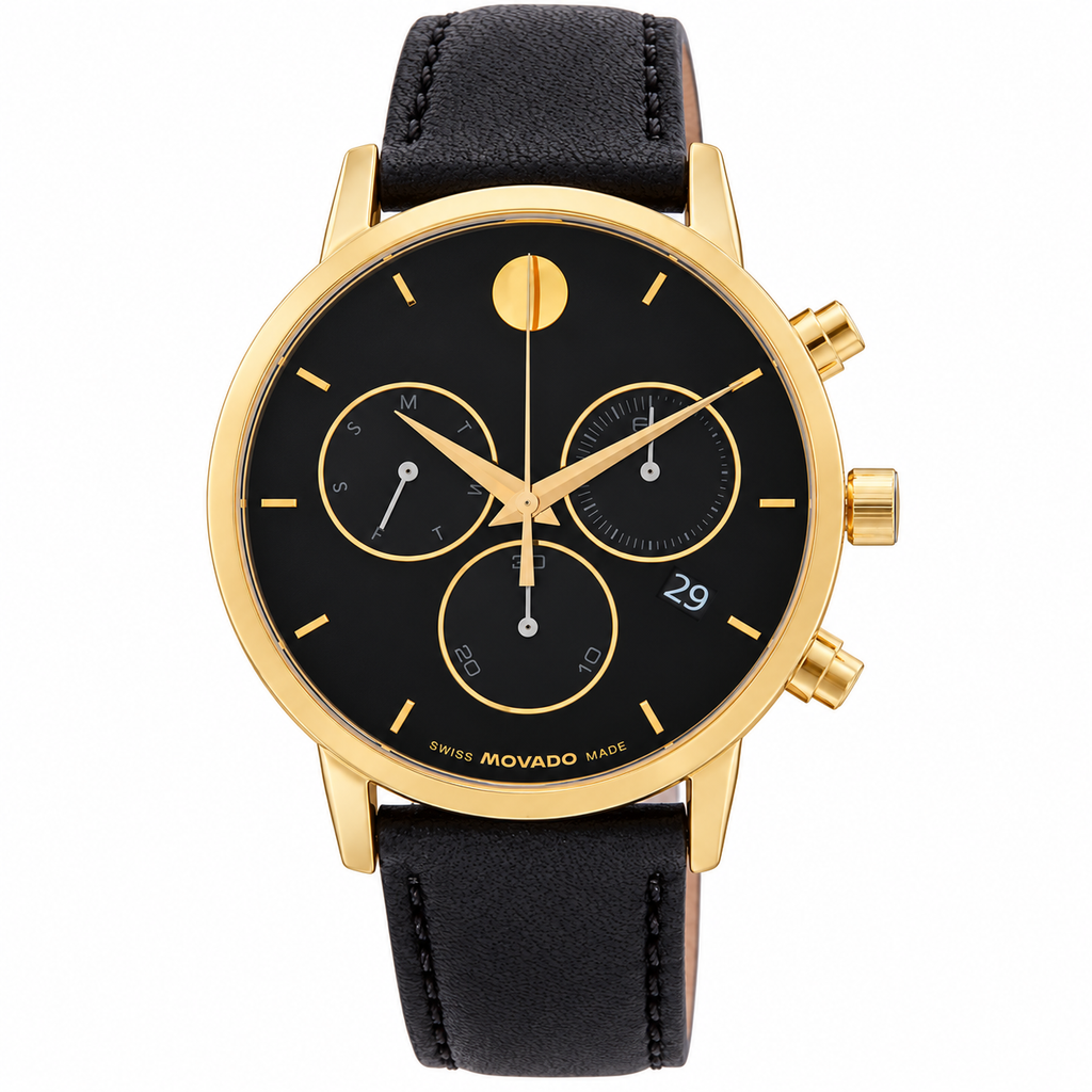 Movado Museum Classic Chronograph 42mm Black Dial Men's Watch 0607779 — dial detail