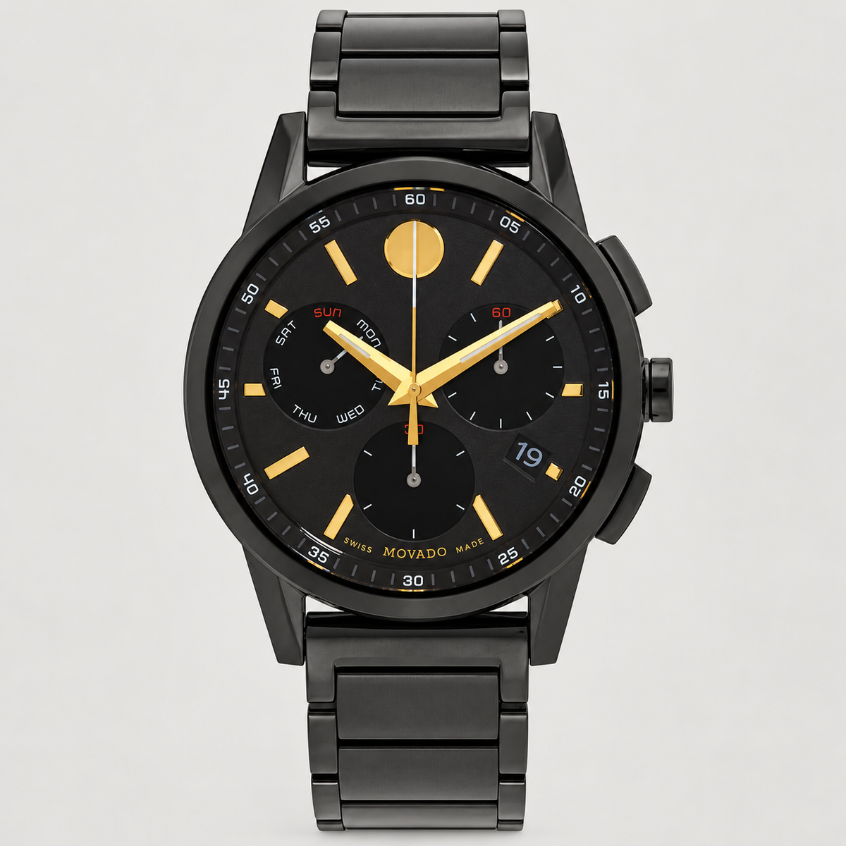 Movado Museum Sport Chronograph 43mm Black Dial Men's Watch 0607802 — front