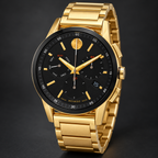 Movado Museum Sport Chronograph 43mm Black Dial Men's Watch 0607803 — three quarter