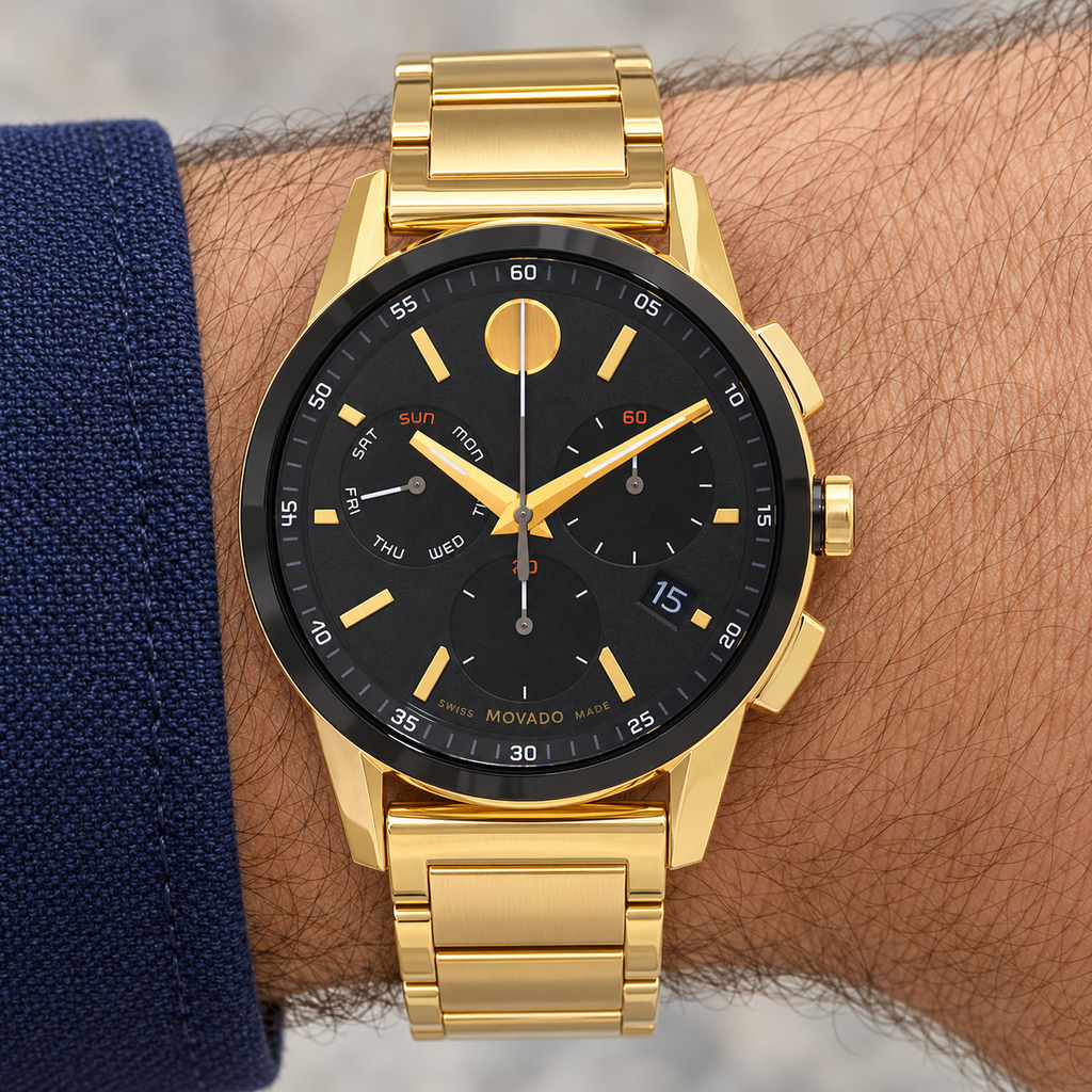 Movado Museum Sport Chronograph 43mm Black Dial Men's Watch 0607803 — wrist alternate