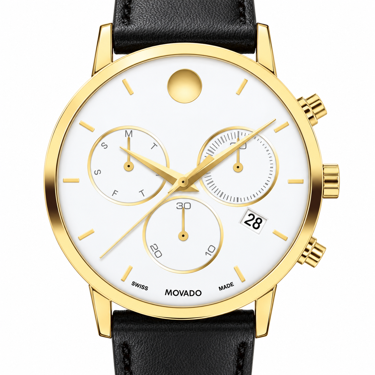 Movado Museum Classic Chronograph 42mm White Dial Men's Watch 0607888 — dial detail