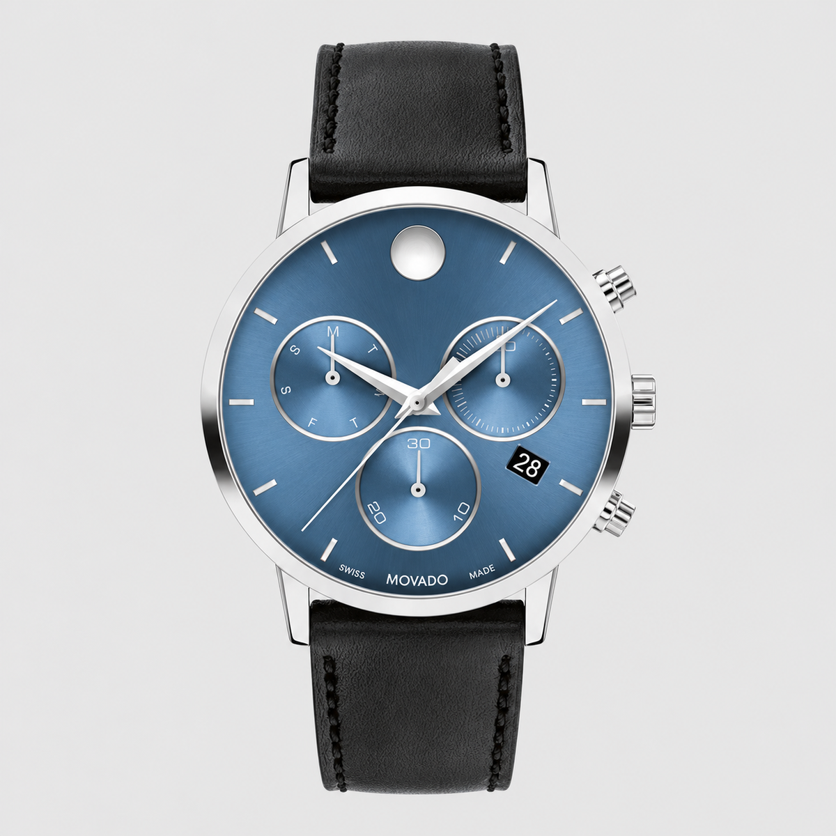 Movado Museum Classic Chronograph 42mm Blue Dial Men's Watch 0607889 — front