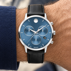 Movado Museum Classic Chronograph 42mm Blue Dial Men's Watch 0607889 — wrist alternate