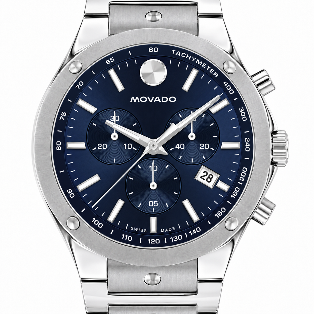 Movado SE Chronograph 42mm Blue Dial Men's Watch 0607931 — dial detail