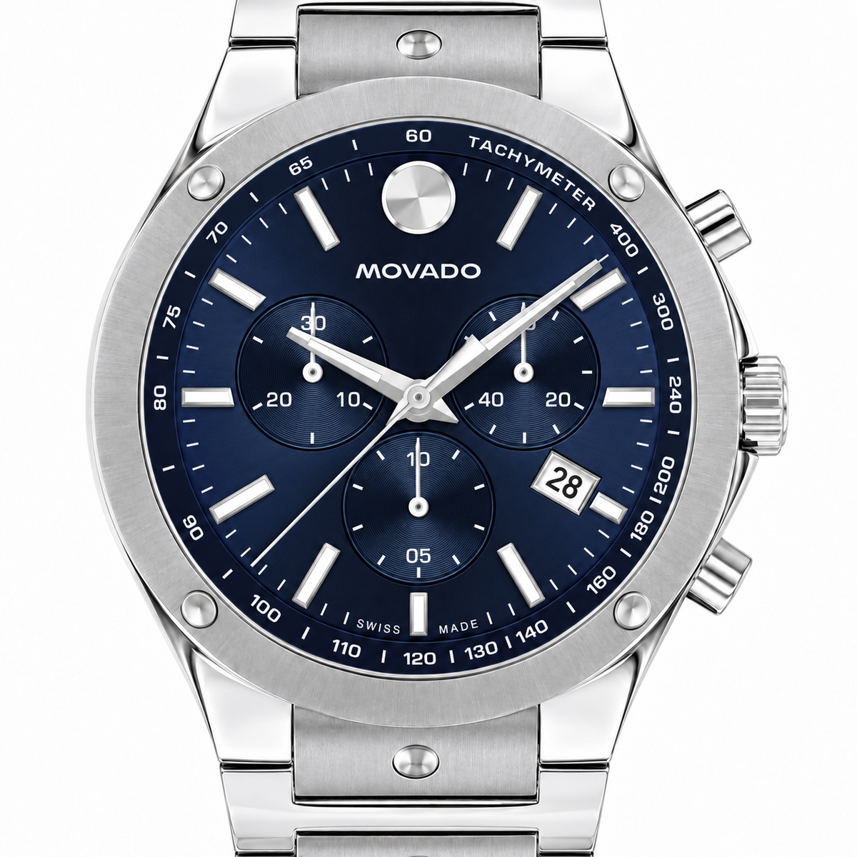 Movado SE Chronograph 42mm Blue Dial Men's Watch 0607931 — dial detail