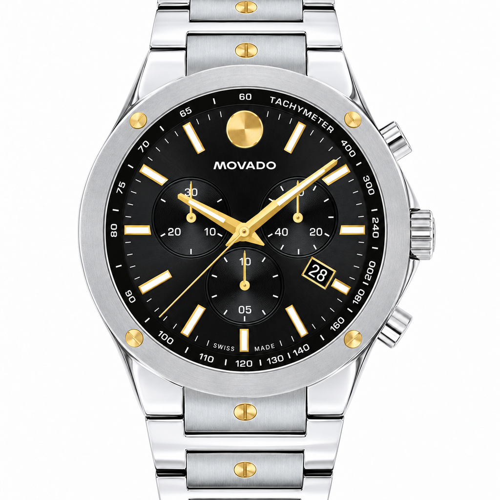 Movado SE Chronograph 41mm Black Dial Men's Watch 0607972 — dial detail